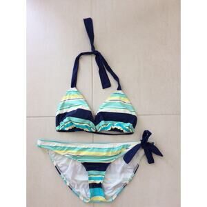 Splendid Bikini Set Multicolor Striped Triangle Swimwear